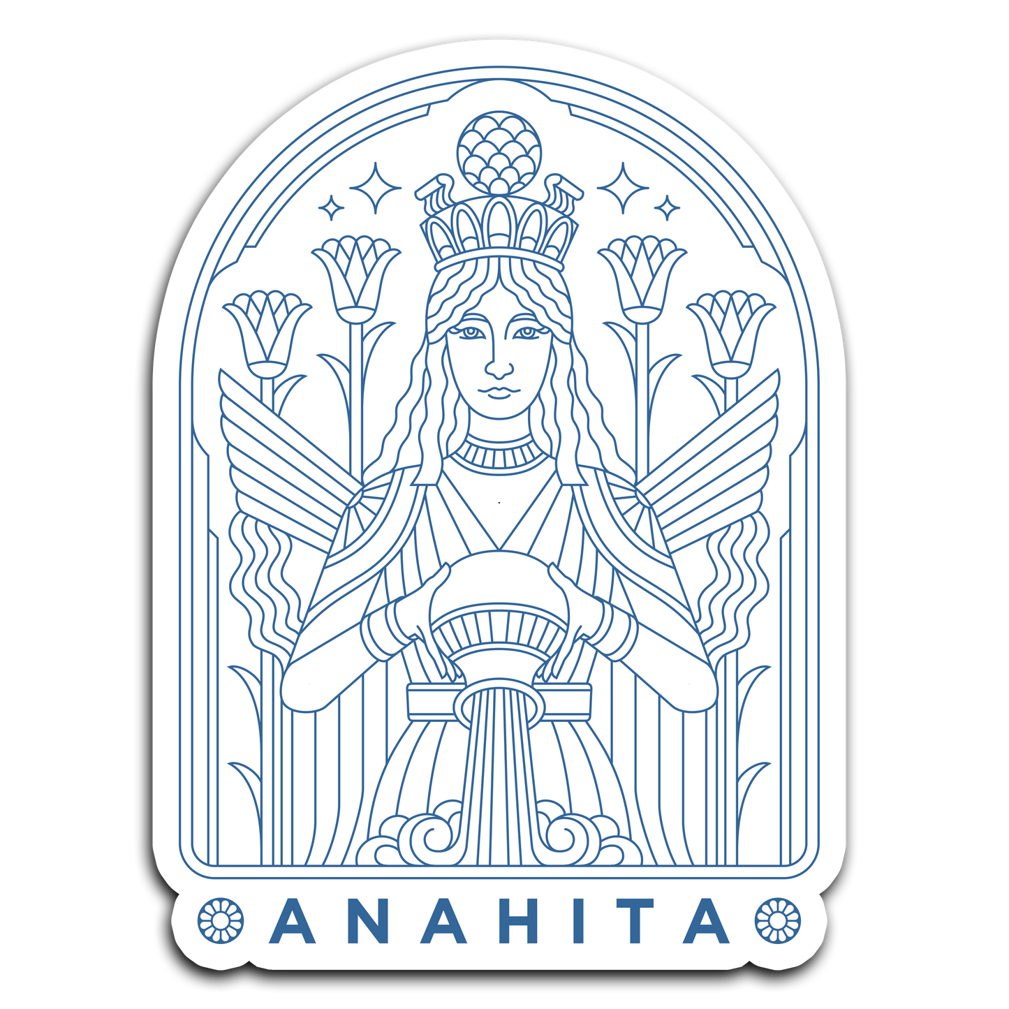 Anahita Tribute Stained Glass Sticker from Persian Sticker Stories