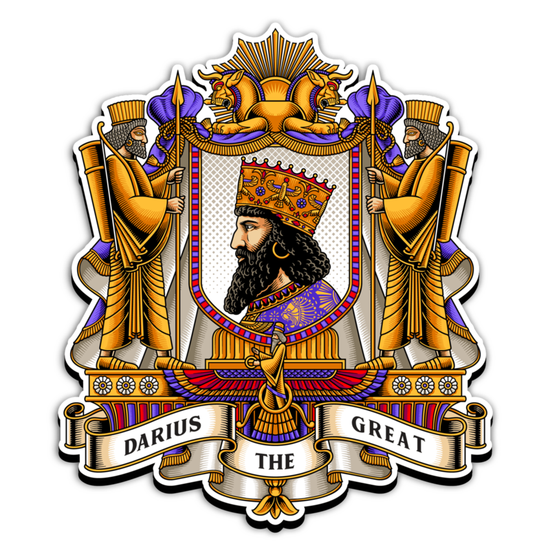 Original Darius the Great Coat of Arms magnet featuring exclusive heraldic 
artwork inspired by the Achaemenid Empire and Persian history.